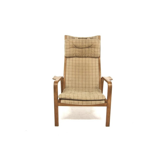 Image 1 of Fauteuil vintage en chêne et tissu par Yngve Ekström pour Swedese, Suède 1970