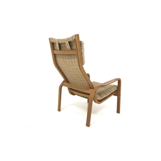 Image 1 of Fauteuil vintage en chêne et tissu par Yngve Ekström pour Swedese, Suède 1970