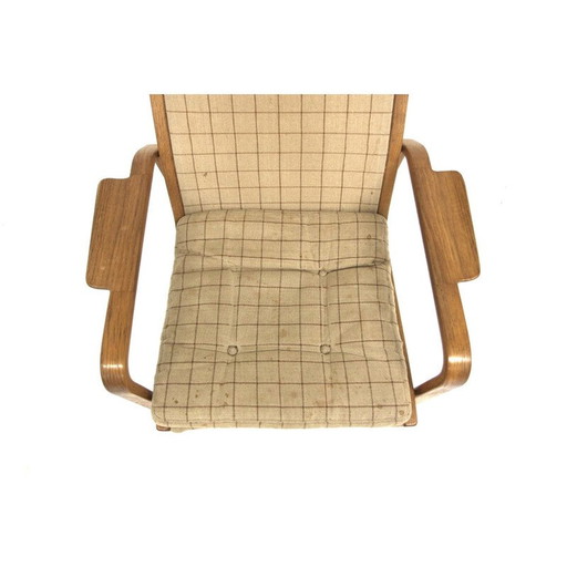 Fauteuil vintage en chêne et tissu par Yngve Ekström pour Swedese, Suède 1970