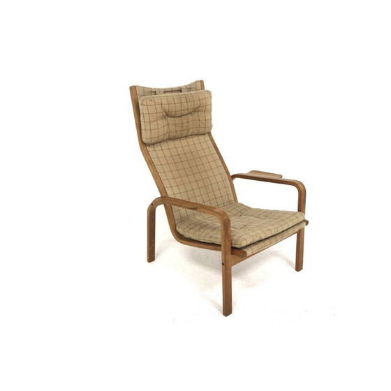 Image 1 of Fauteuil vintage en chêne et tissu par Yngve Ekström pour Swedese, Suède 1970