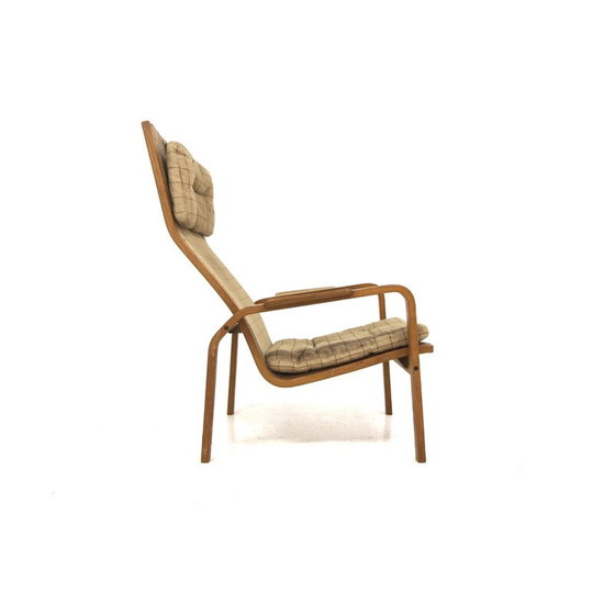 Image 1 of Fauteuil vintage en chêne et tissu par Yngve Ekström pour Swedese, Suède 1970