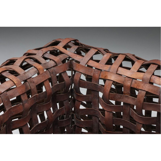 Image 1 of Fauteuil sculptural vintage en cuir tressé, années 1950