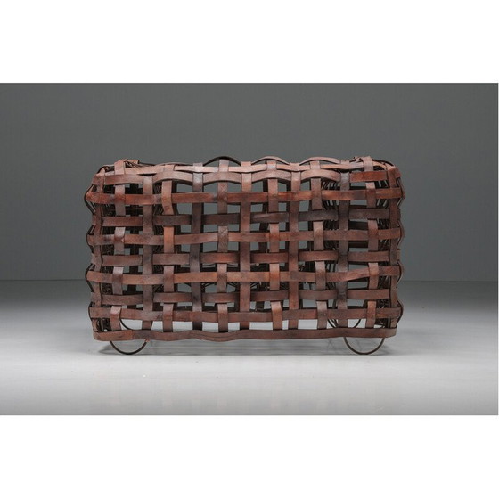 Image 1 of Fauteuil sculptural vintage en cuir tressé, années 1950