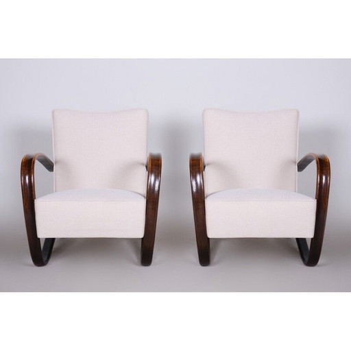 Paire de fauteuils blancs vintage par Halabala pour Up Zavody, Tchécoslovaquie 1930