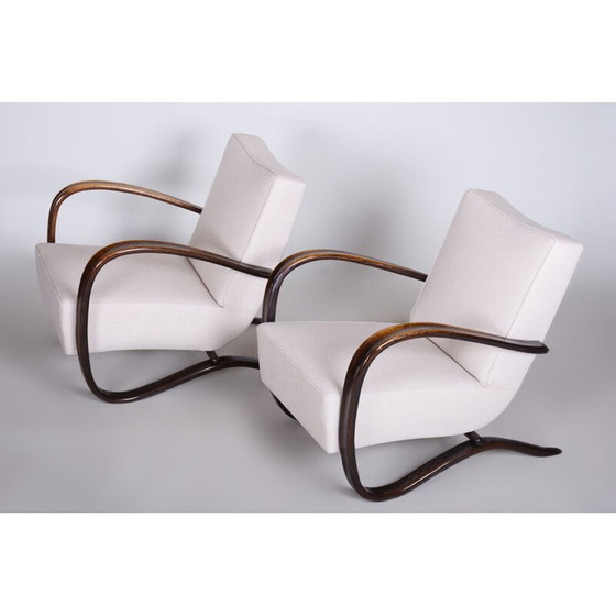 Image 1 of Paire de fauteuils blancs vintage par Halabala pour Up Zavody, Tchécoslovaquie 1930