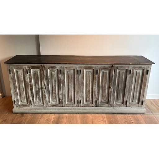 Armoire 6 portes en chêne patiné vintage