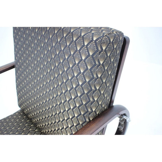 Image 1 of Paire de fauteuils Art déco en hêtre teinté et tissu, Tchécoslovaquie 1930