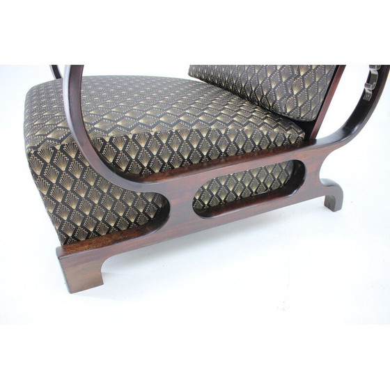 Image 1 of Paire de fauteuils Art déco en hêtre teinté et tissu, Tchécoslovaquie 1930