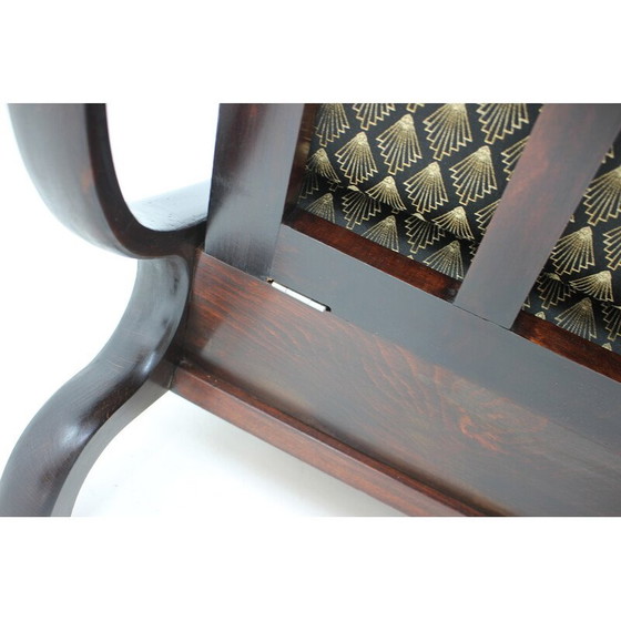 Image 1 of Paire de fauteuils Art déco en hêtre teinté et tissu, Tchécoslovaquie 1930