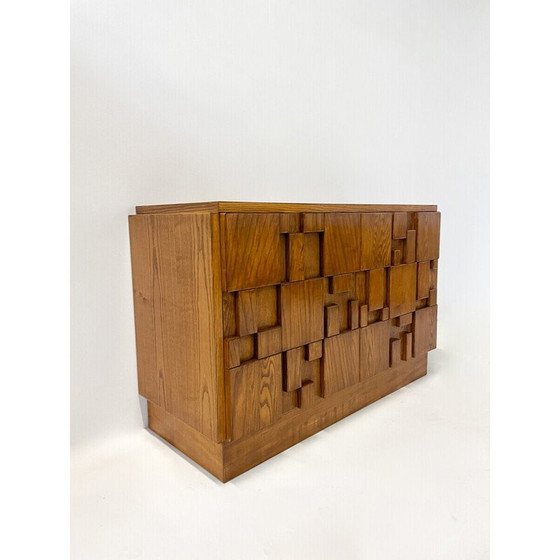 Image 1 of Buffet bas brutaliste vintage en frêne, Italie