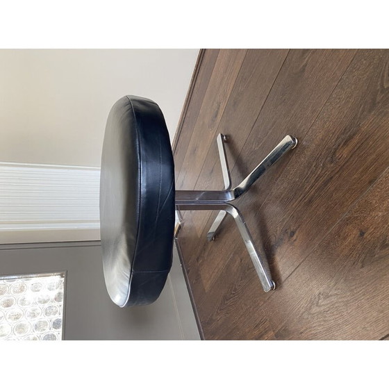 Image 1 of Tabouret moderniste vintage en chrome et cuir, 1970