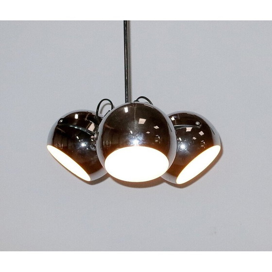 Image 1 of Lampe suspendue Eyeball en métal chromé avec 3 réflecteurs, 1960
