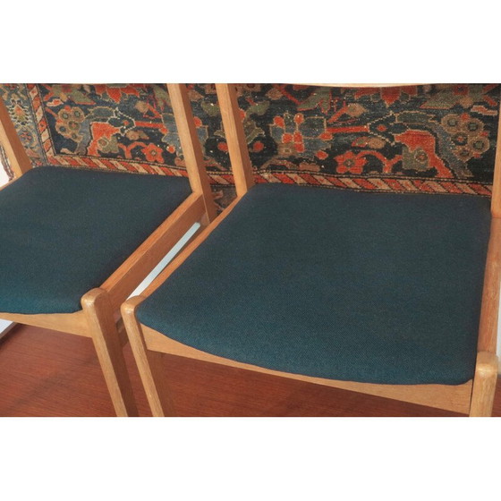 Image 1 of Paire de chaises vintage en chêne avec revêtement bleu pétrole, Danemark 1960