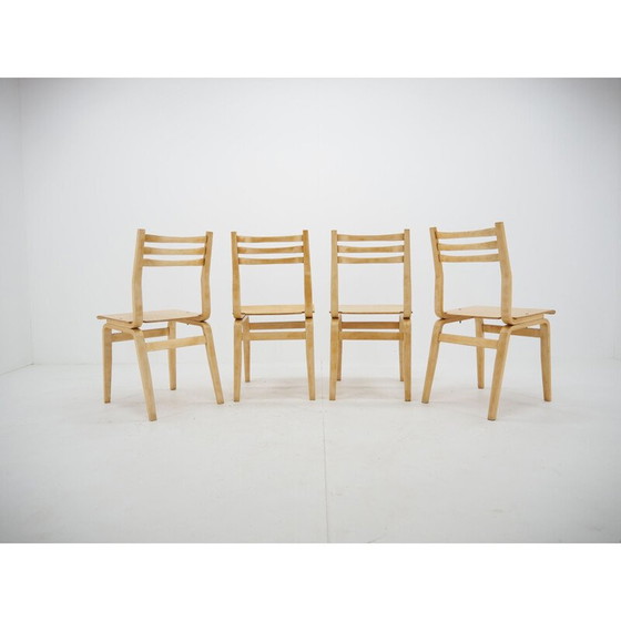 Image 1 of Ensemble de 4 chaises de salle à manger en bois du milieu du siècle 1970