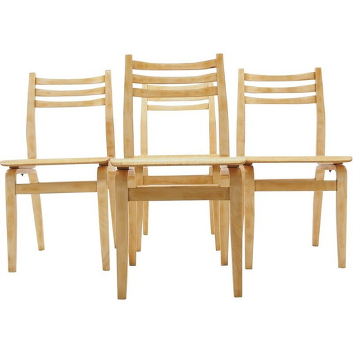 Ensemble de 4 chaises de salle à manger en bois du milieu du siècle 1970