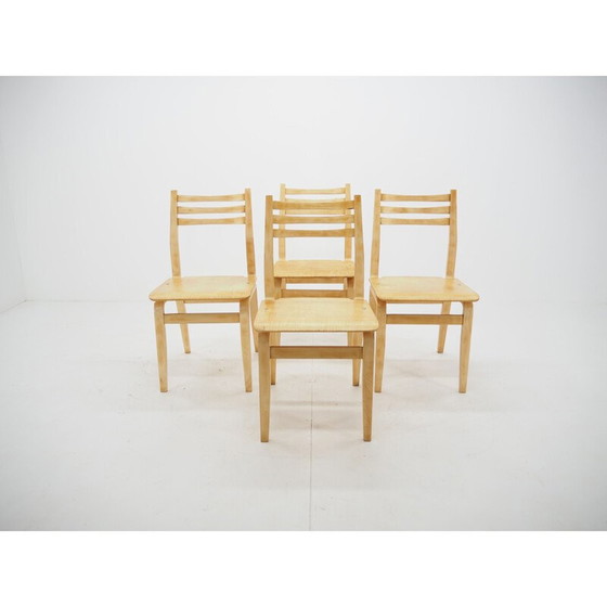 Image 1 of Ensemble de 4 chaises de salle à manger en bois du milieu du siècle 1970