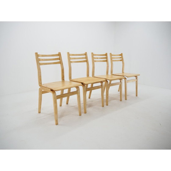 Image 1 of Ensemble de 4 chaises de salle à manger en bois du milieu du siècle 1970