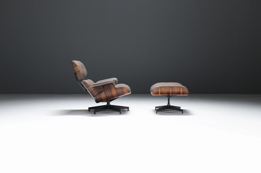 Chaise longue et ottoman Eames en bois de rose bazilien par Ray et Charles Eames pour Herman Miller