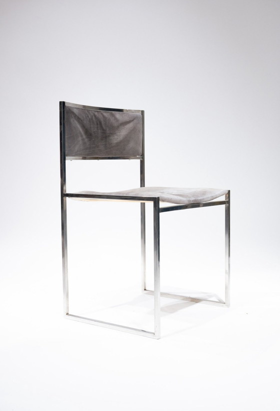 Image 1 of Lot De 4 Chaises Modèle "Sq" De Willy Rizzo, Édition Cidue, Italie, Circa 1970.