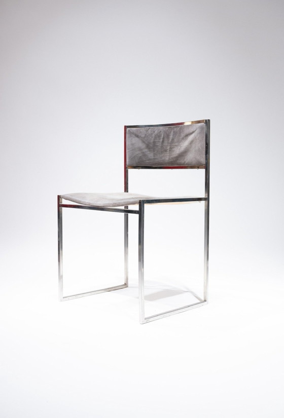 Image 1 of Lot De 4 Chaises Modèle "Sq" De Willy Rizzo, Édition Cidue, Italie, Circa 1970.