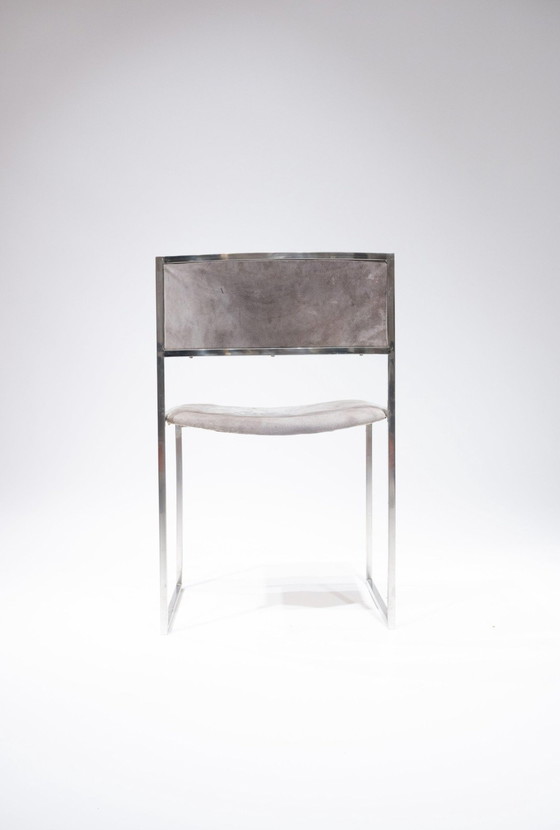 Image 1 of Lot De 4 Chaises Modèle "Sq" De Willy Rizzo, Édition Cidue, Italie, Circa 1970.