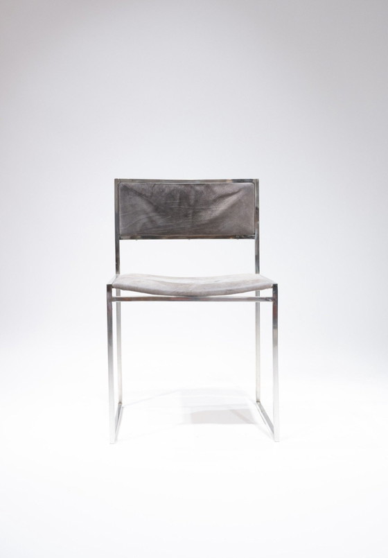 Image 1 of Lot De 4 Chaises Modèle "Sq" De Willy Rizzo, Édition Cidue, Italie, Circa 1970.