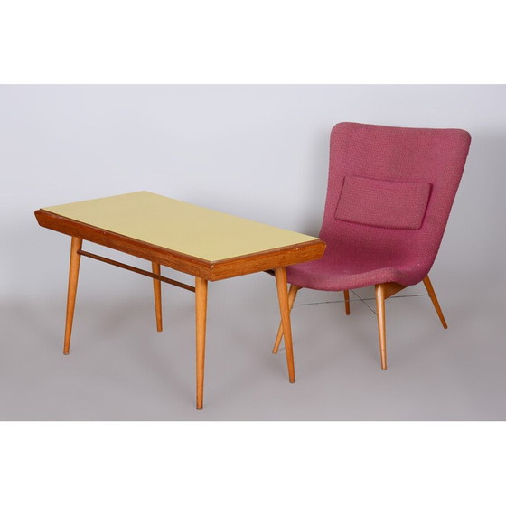 Image 1 of Table basse vintage en bois de chêne, Tchécoslovaquie 1950