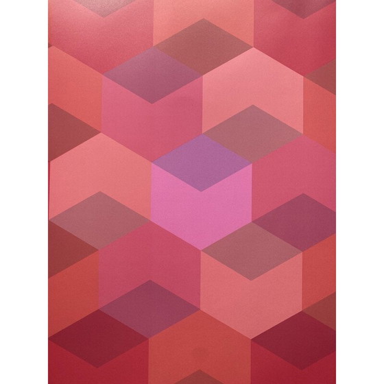 Image 1 of Photolithographie vintage "Hommage à Vasarely" par Jim Bird pour Poligrafa, Barcelone 1970