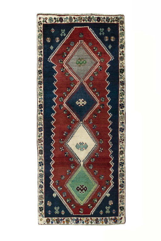 Tapis Gabbeh Nomade noué à la main 211 X 90 cm - Design unique avec des motifs traditionnels