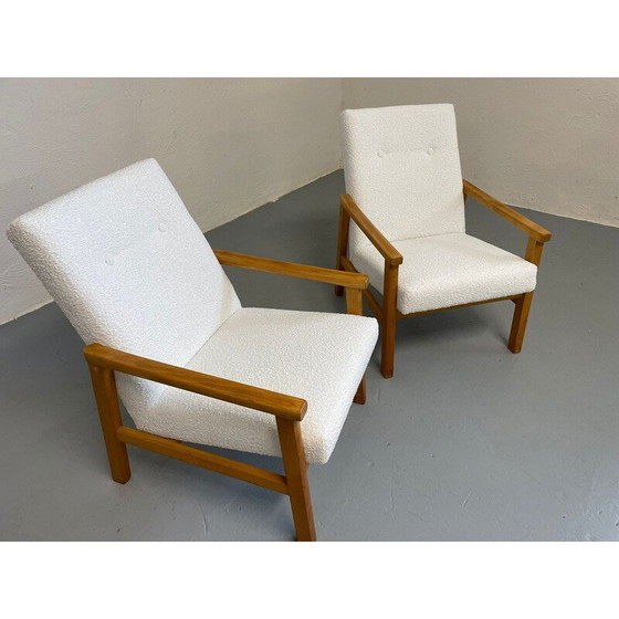 Image 1 of Paire de fauteuils vintage en tissu bouclé, Tchécoslovaquie, années 1970
