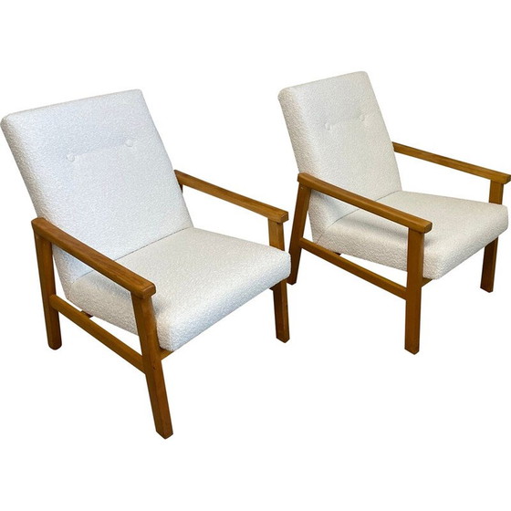 Image 1 of Paire de fauteuils vintage en tissu bouclé, Tchécoslovaquie, années 1970