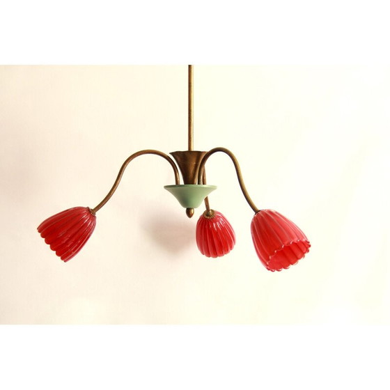 Image 1 of Lustre vintage TreFiori avec fleurs de Murano, Italie 1950