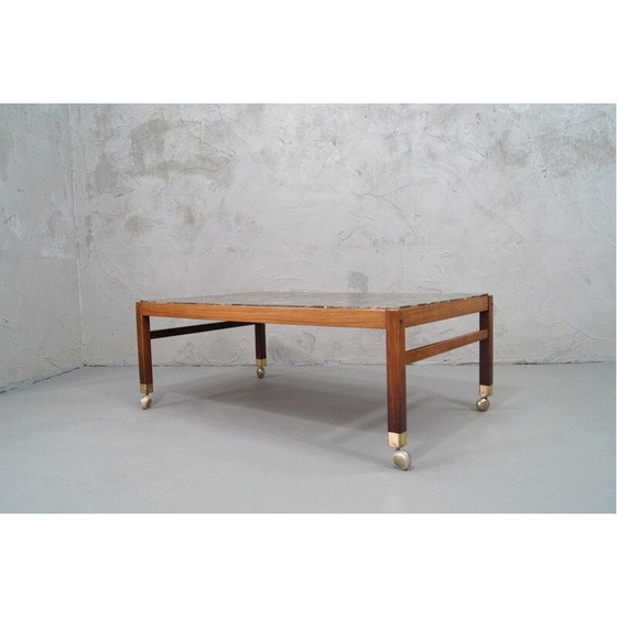 Image 1 of Table basse vintage en palissandre et galets par Ib Kofod Larsen, Suède 1960
