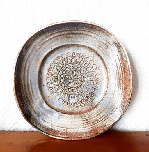 Coupe En Grès Brutaliste 1970 Signée Ferrières 