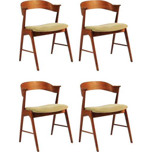 Ensemble de 4 chaises de salle à manger en teck 32, danoises, années 1960