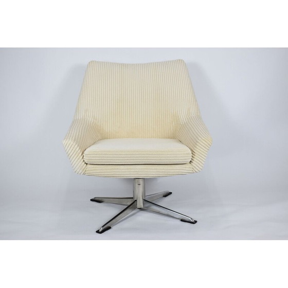Image 1 of Fauteuil Vintage Shell Cord DDR Blue, Deutsche Democratic Republic 1960s