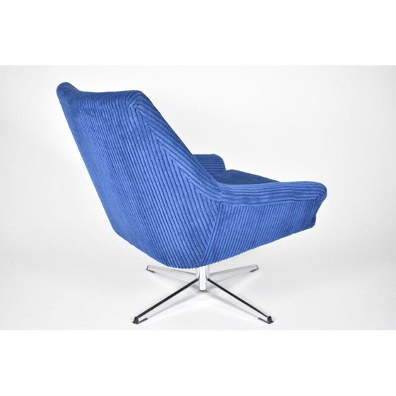 Image 1 of Fauteuil Vintage Shell Cord DDR Blue, Deutsche Democratic Republic 1960s