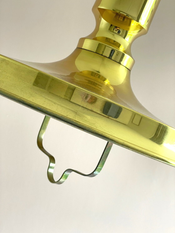 Image 1 of Vitrika Lampe danoise design vintage avec pendentif à tirette en laiton massif
