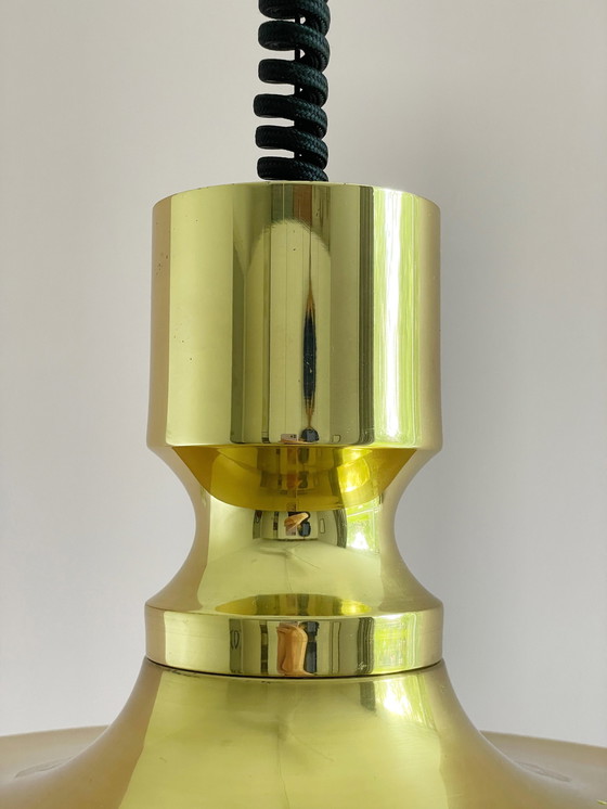Image 1 of Vitrika Lampe danoise design vintage avec pendentif à tirette en laiton massif