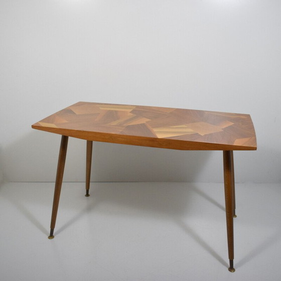 Image 1 of Table vintage en patchwork, mosaïque de bois 1950s