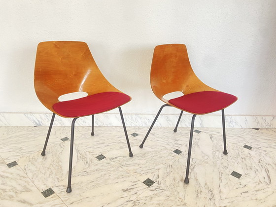 Image 1 of Paire De Chaises Tonneau Par Pierre Guariche Pour Steiner, Années 50.
