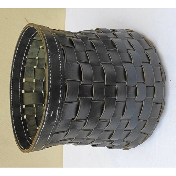 Image 1 of Panier vintage en cuir tressé pour La Maison Arte et Cuoio, Italie 2000