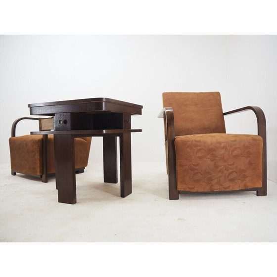 Image 1 of Paire de fauteuils Art déco vintage avec table basse, années 1930