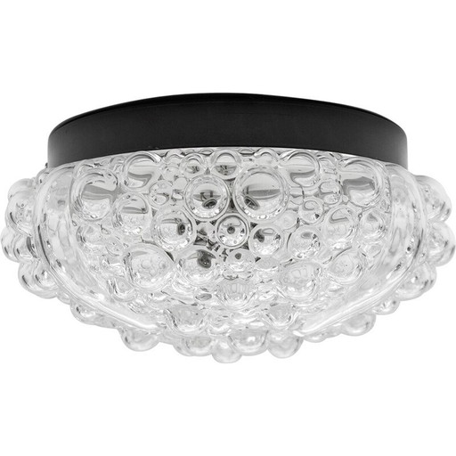 Plafonnier vintage en verre transparent et bullé, 1960