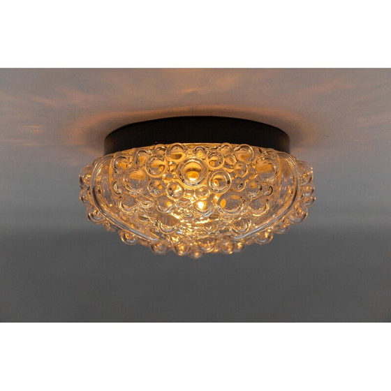 Image 1 of Plafonnier vintage en verre transparent et bullé, 1960