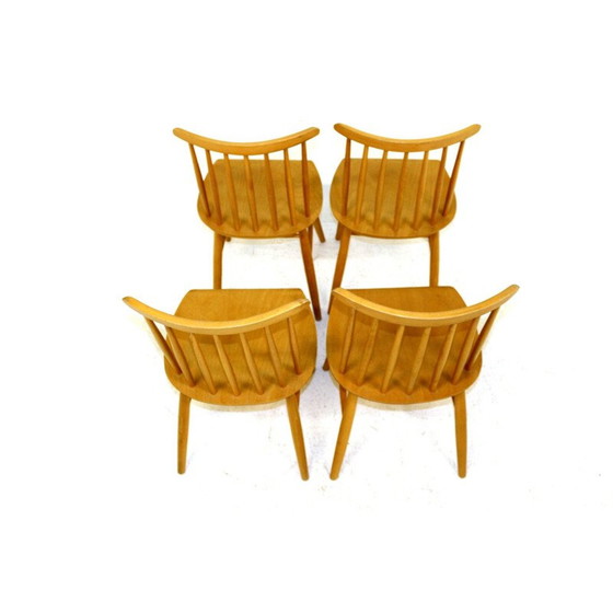 Image 1 of Ensemble de 4 chaises vintage en hêtre Pinnstol, Suède années 1960
