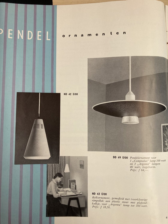 Image 1 of 2x lampes suspendues vintage Philips Louis Kalff