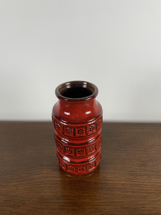 Image 1 of Vase vintage Allemagne de l'Ouest 60s rouge