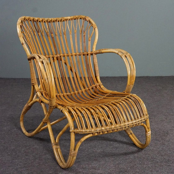 Image 1 of Fauteuil Belse 8 en rotin Dutch Design, 1950