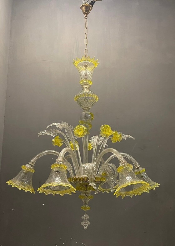 Image 1 of Lustre à fleurs en verre de Murano, 1960s